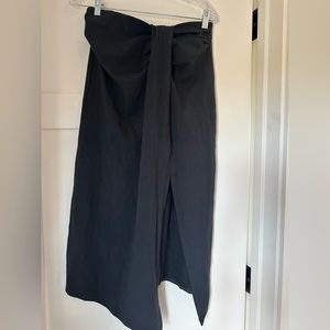 Long mid slit faux tie skirt
